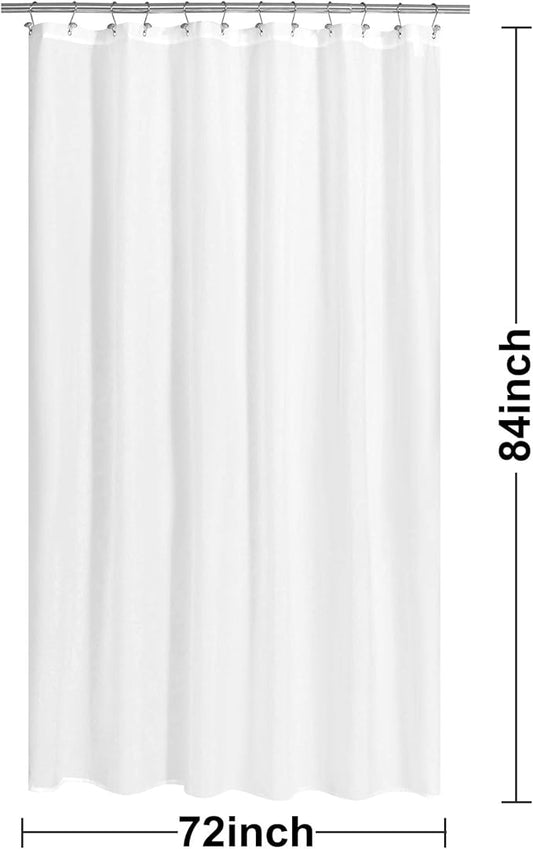 N&Y HOME Fabric Shower Curtain Liner Extra Long 72 x 84 Inches with 2 Bottom Magnets, Hotel Quality, Washable, White Spa Bathroom Curtains with Grommets, 72x84 (Pack of 2)