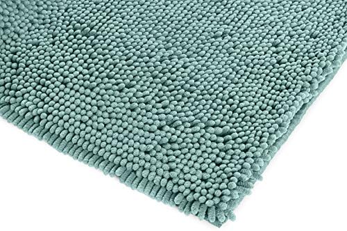 Amazon Basics Bathroom Rugs, Extra Soft Absorbent Shag Bath Rugs, Non-Slip Backing, Quick Drying, Machine Washable, Plush Comfort for Bathroom Floor, Tub and Shower, 21" x 34", Seafoam Green