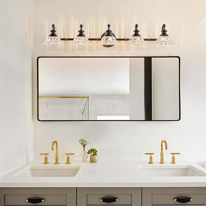 37.4" 5 Light Vanity Light for Bathroom (Exclude G9 Bulb) Black Vanity Lights for Bathroom