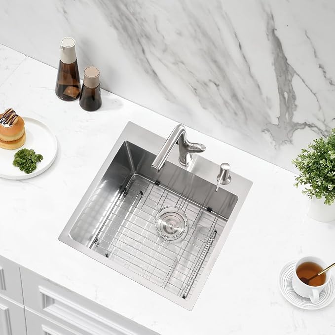 18x17 Drop In Bar Sink Small Stainless Steel Outdoor Sink for Kit | Top Mount Single Bowl, 16-Gauge Stainless Steel, Rust-Proof & Easy Clean, Smooth Flow & Quiet, Great for RV & Outdoor.