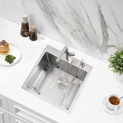 18x17 Drop In Bar Sink Small Stainless Steel Outdoor Sink for Kit | Top Mount Single Bowl, 16-Gauge Stainless Steel, Rust-Proof & Easy Clean, Smooth Flow & Quiet, Great for RV & Outdoor.