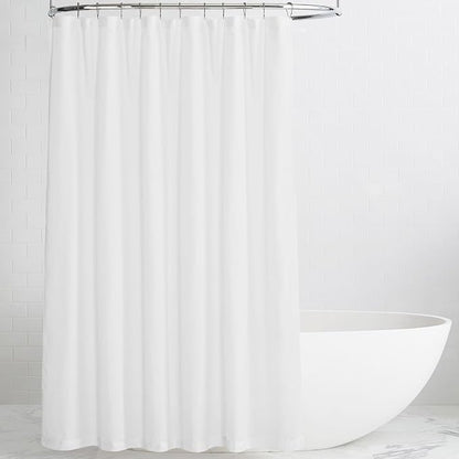 KGORGE Linen Sheer Shower Curtains White for Bathroom Bathtub Decor | Semi-Sheer Waterproof Fabric Lightweight Button Hole Half Privacy Quick Dry Drapes, Hooks Included, W72 x L78