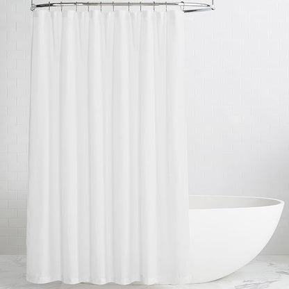 KGORGE Linen Sheer Shower Curtains White for Bathroom Bathtub Decor | Semi-Sheer Waterproof Fabric Lightweight Button Hole Half Privacy Quick Dry Drapes, Hooks Included, W72 x L72