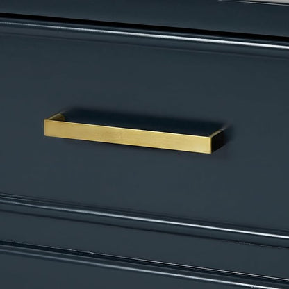 ARIEL Stafford 60-inch Bathroom Vanity with Sink,Solid Wood, 1.5-inch Italian Carrara Marble Countertop, Double Rectangular Porcelain Sink, 4 Soft Closing Doors, 6 Dovetail Drawers, Midnight Blue