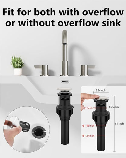 Bathroom Sink Faucet 3 Hole 8 Inch Widespread 2-Handle Vanity Faucet SUS304 Stainless Steel with Pop-Up Drain and Supply Lines Brushed Nickel