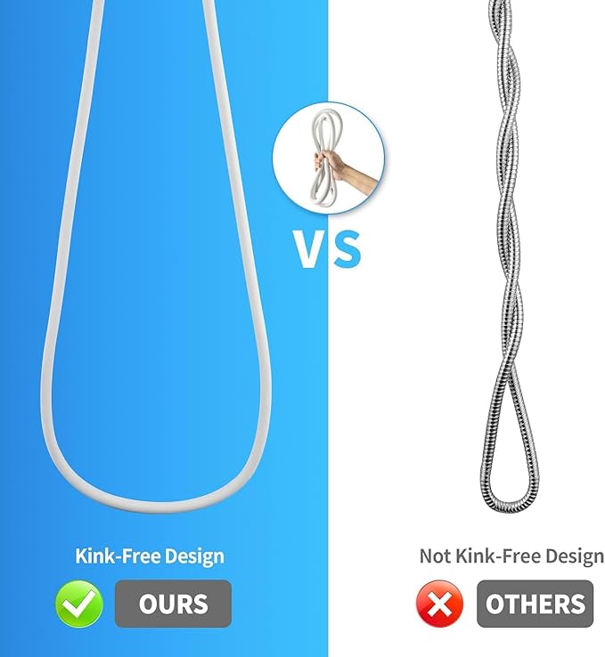 90" PVC Shower Hose Replacement Handheld Kink Free Stainless Steel Shower Head Wand Hose Extension Extra Long with Brass Insert and Nut, Durable & Flexible for Pet Bathing Cleaning