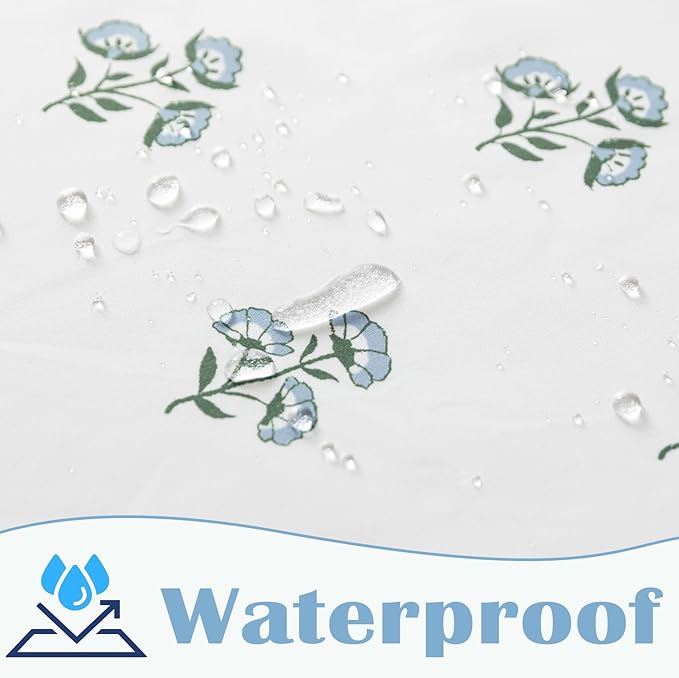 Stall Small Shower Curtain 36x72 for RV,Boho Farmhouse Blue and Green Floral Waterproof Fabric Half Size Narrow Shower Curtains for Dorm Camper