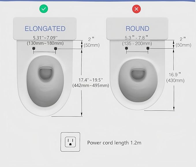 Electric Bidet Toilet Seat Elongated with Dryer – Smart Bidet Seat with Heated Seat,Warm Water Wash,Energy Saving Mode,Wireless Remote,Slow-Close Lid & Night Light