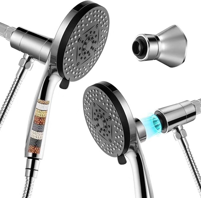 Filter Magnetic Shower Head with Handheld | High Pressure Shower Head, Magnetic Bracket, 59 Inches Stainless Steel Shower Hose, Magnetic Shower Base, Filter Element