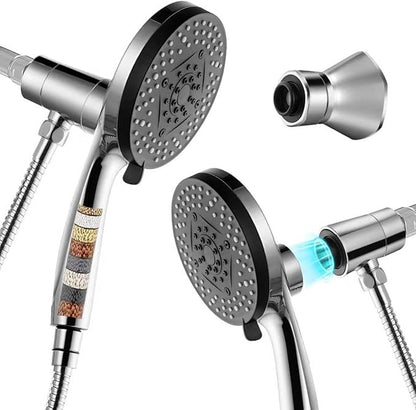Filter Magnetic Shower Head with Handheld | High Pressure Shower Head, Magnetic Bracket, 59 Inches Stainless Steel Shower Hose, Magnetic Shower Base, Filter Element