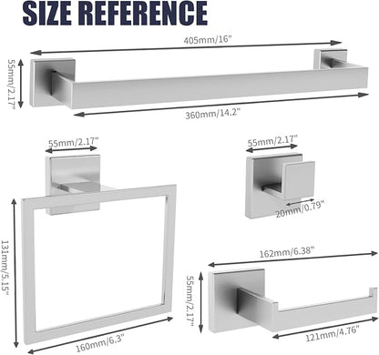 Bathroom Hardware Accessories Set: Bath Towel Bar Set, Towel Racks for Bathroom Wall Mounted, SUS304 Stainless Steel (Brushed Nickel, 10-Pieces)