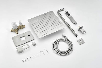 SUMERAIN Brushed Nickel Shower System With 8" Rain Shower And Handheld | Anti-scald Pressure Balance Shower Valve, Single Handle, Modern Design