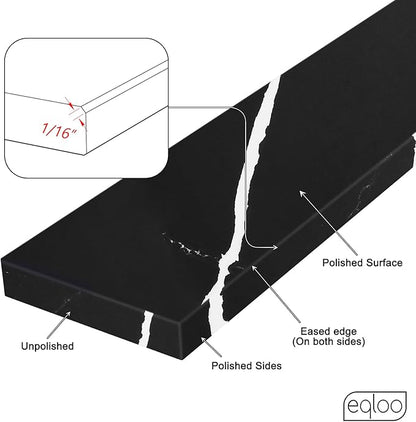 21 in. W x 4 in. H Sidesplash in Black Marquina, Quartz Side Splash for Bathroom Vanity Sink Top, 21 Inch Universal Bathroom Vanity Sidesplashes