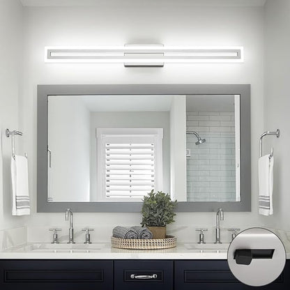 SOLFART Bathroom Lighting Fixtures Brushed Nickel Led Modern Vanity Light 40 Inch 5 Color Adjustable 5CCT