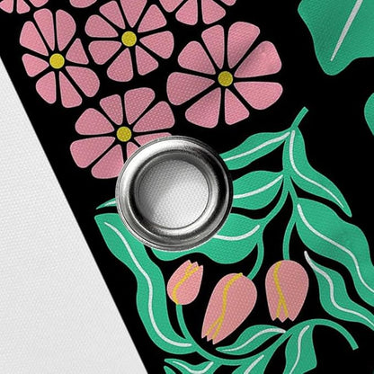 JAWO Pink Green Floral Shower Curtain for Bathroom, Retro Boho Floral Shower Curtains Decor for Women Girls, Vintage Botanical Geometric Groovy Aesthetic Pattern Shower Curtain Sets with Hooks70X70IN