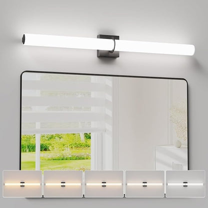 39 Inch 42W Led Bathroom Vanity Light,3000K-6000K Dimmable Vanity Lighting Fixtures with White Acrylic Lampshade,Indoor Hardwired Wall Light Over Mirror for Mirror Restroom(Black,1 Pack)