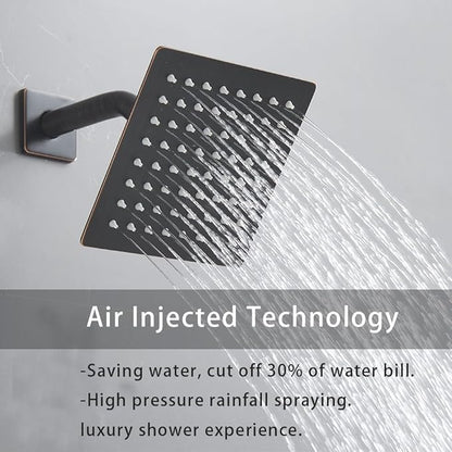 Oil Rubbed Bronze Shower System 6 Inch Bathroom Rain Mixer Shower Combo Set Wall Mounted Rainfall Shower Head and Handheld System Shower Faucet Set Rough-in Valve Body and Trim Kit