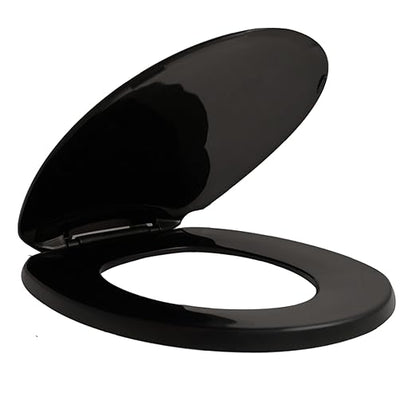 Centoco Black Toilet Seat Round, Toilet Seat Cover, Closed Front with Cover, Residential, Top Mount Plastic Hinge, Plastic, Made in the USA, 200-407