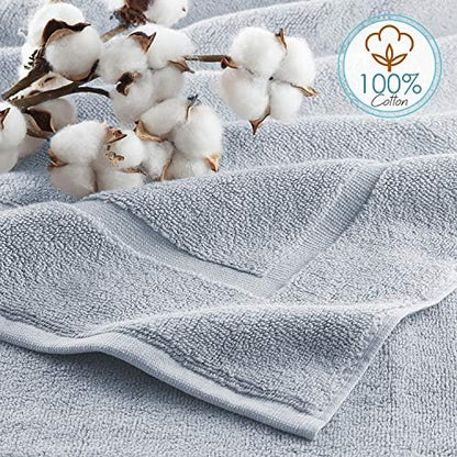 Hearth & Harbor Bath Mat Towels - 100% Ring Spun Cotton Luxury Towels - Ultra Soft & Highly Absorbent, Bathroom Towels, Floor Mat - Ice Blue