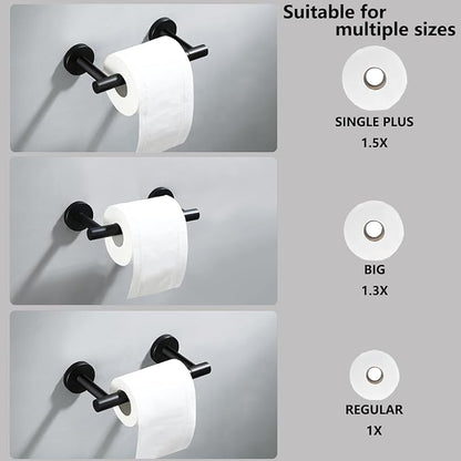 Matte Black Flip Toilet Paper Holder and Hand Towel Ring Set 2 Pieces Bathroom Hardware Accessories Set SUS 304 Stainless Steel Heavy Duty Wall Mounted Bathroom Holder