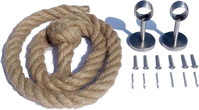 Nautical Rope Towel Holder - Coastal Towel Rack with Knot Bathroom Decor Wall Mount Towel Bar Bathroom Accessories, Rustic Silver Stainless Steel 26''