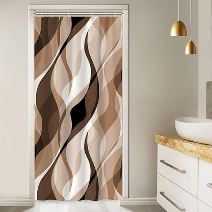 Stall Shower Curtain, Small Brown Shower Curtain Set for Bathroom Modern Waterproof Narrow Tan Shower Curtain Set with Hooks, 36x72 Inch
