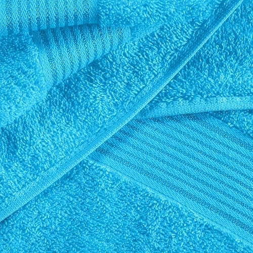 Belizzi Home Cotton 2 Pack Oversized Bath Towel Set 28x55 inches, Large Bath Towels, Ultra Absorbant Compact Quickdry & Lightweight Towel, Ideal for Gym Travel Camp Pool - Turquoise Blue
