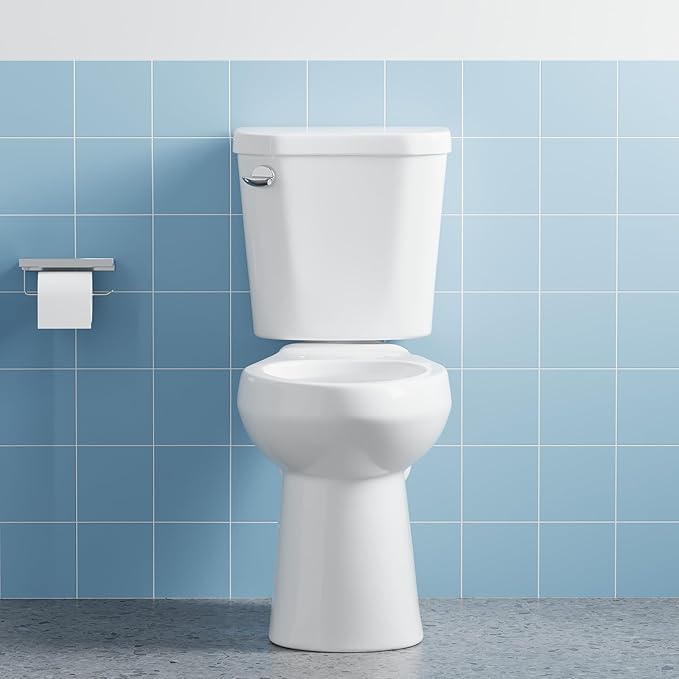 Two Piece Toilet with 19" ADA Height, Elongated Ceramic Bowl without Lid - Side Push Handle, CUPC Certified, Water Efficient 1.28 GPF