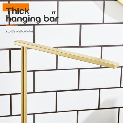 Hand Towel Bar for Bathroom Vanity Countertop 1-Tier Towel Holder Free Stand with Heavy Marble Base Thicken Steady, Gold Stainless Steel AN7002GD