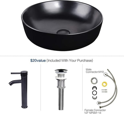 YOURLITE 28" Wall Mounted Bathroom Vanity Modern Lavatory Wood Cabinet with Mirror Black Round Countertop Sink Combo Vanities Set