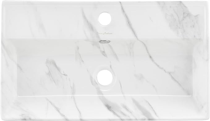 Claire 22” Rectangle Wall-Mount Bathroom Sink in White Marble