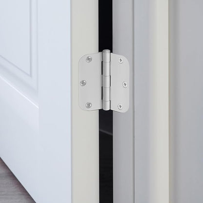 Door Hinges for Interior Doors 12-Pack 3.5-inch x 3.5-inch – Rounded 5/8-inch Radius Steel Door Hinge – Painted White – Fits Standard Doors – Design House 189787