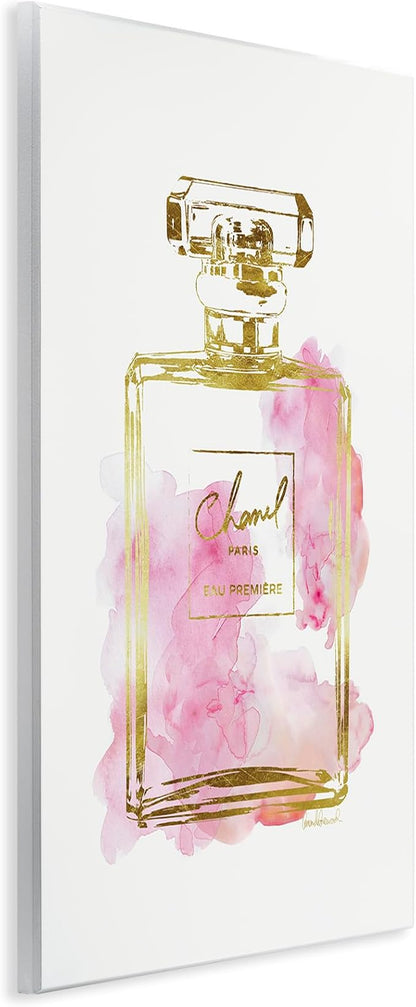 'Glam Perfume Bottle Gold Pink'| Wall Plaque Art | Stupell Industries | 10 x 15 Inches, Easy to Hang and Sturdy, Made in USA, by Amanda Greenwood