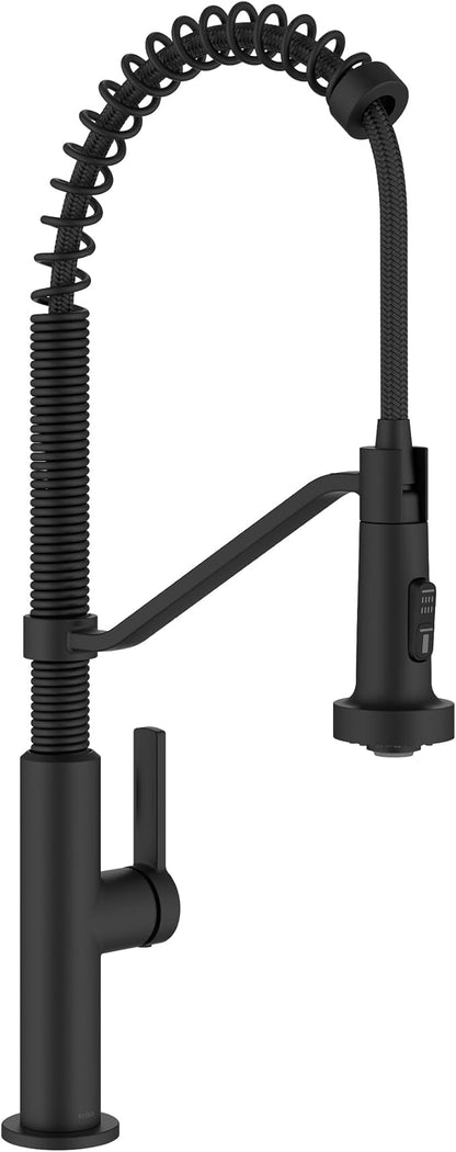 KRAUS Oletto Commercial Style 2-Function Single Handle Pull Down Kitchen Faucet in Matte Black, KPF-2643MB