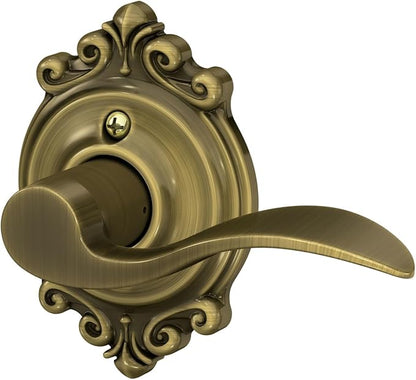 SCHLAGE Accent Lever with Brookshire Trim Non-Turning Lock in Antique Brass - Right Handed
