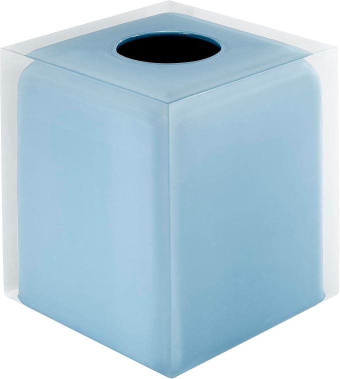 Izod - Tissue Box Cover, Durable Resin Countertop Accessories, Dorm Room Essentials, Modern Home Decor (Marina Collection, Blue)