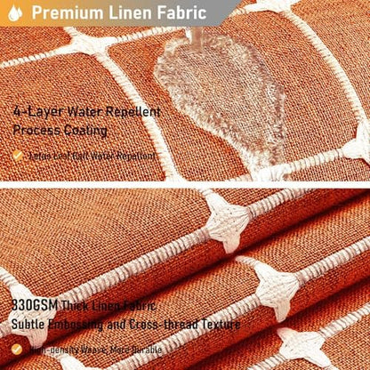 BTTN 60x72 Boho Farmhouse Linen Heavy Duty Shower Curtain Set, Burnt Orange