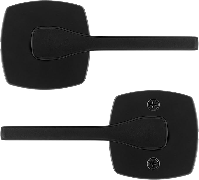 Kwikset Tripoli Lever Interior Passage Door Handle, Lever for Closet and Hallway Doors, Reversible Non-Locking Handle Lever, Matte Black, with Microban Protection (Pack of 4)