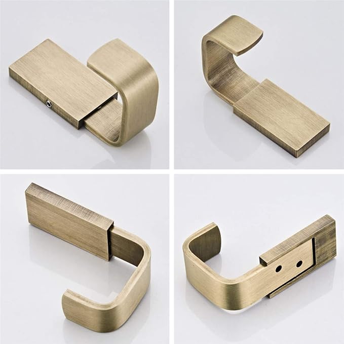 Flybath 2PCS Towel Hooks Brushed Brass Antique Coat Robe Hooks Wall Mount | Strong Hold, Rust-proof, Sturdy, Easy to Fit, Vintage Gold Clothes Door Hooks For Hanging, Retro Kitchen Bathroom Accessories