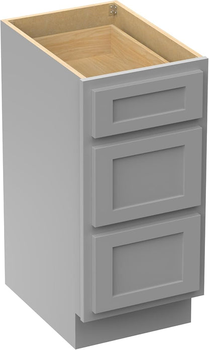 Vanity Art 12 Inch Bathroom Vanity Small Base Cabinet with 3 Soft Closing Shaker Drawers, Strudy Floor Mount Cabinets for Storage Shaving, Washroom Accessories, VA4012-3G