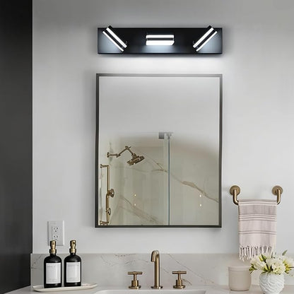 Torondo 360° Rotate LED Bathroom Vanity Light Fixtures, Acrylic Vanity Lights for Bathroom, Modern Wall Lighting Fixtures Over Mirror Living, Matte Black, Natural White, 3-Light, 23.6-Inch