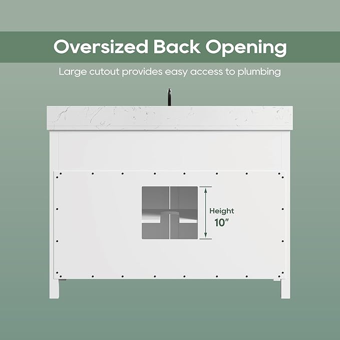 48 Inch White Bathroom Vanity with Sink, Farmhouse Bathroom Vanities Cabinet with Soft Closing Doors & Dovetail Drawers, Vanity for Bathroom with Apron Farm Sink, Solid Wooden Frame