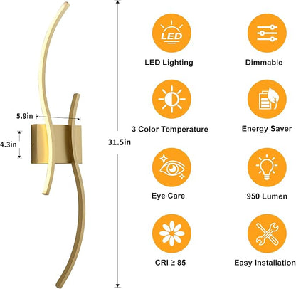 KARTOOSH Hardwired LED Vanity Lights for Bathroom | 1 Pack 31.5 Inch, 3CCT Dimmable, Waterproof, Rustproof, Bathroom Light Fixtures Over Mirror