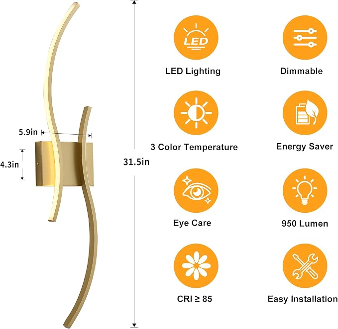 KARTOOSH Hardwired LED Vanity Lights for Bathroom | 2 Pack 31.5 Inch, 3CCT Dimmable, Waterproof, Rustproof, Bathroom Light Fixtures Over Mirror