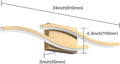 PRESDE 24 Inch LED Vanity Light Brushed Gold Bathroom Light Fixtures Over Mirror Modern Bath Wall Lighting Bar Dimmable