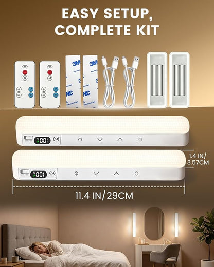 Wireless Vanity Lights for Mirror, Rechargeable Makeup Light Bar | 6W Magnetic Vanity Mirror Lights Stick On, 5 Color Temperatures & Dimmable, Remote & Touch Control, 2 Pack
