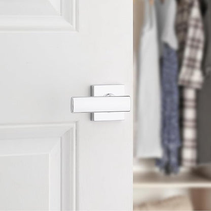Kwikset Breton Interior Passage Door Handle, Lever For Closet and Hallway Doors, Reversible Non-Locking Handle Lever, Polished Chrome