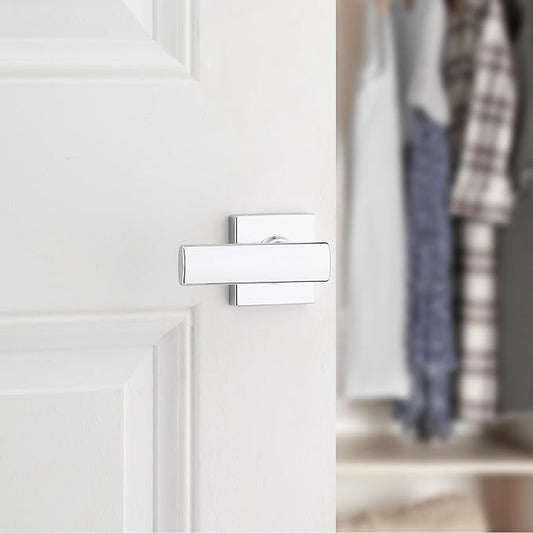 Kwikset Breton Interior Passage Door Handle, Lever For Closet and Hallway Doors, Reversible Non-Locking Handle Lever, Polished Chrome
