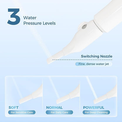 Portable Electric Bidet for Travel, Rechargeable Handheld Bidet with 3 Water High Pressure Sprayer Levels, Adjustable Nozzle, IPX7 Waterproof, Perfect for Personal Hygiene, White