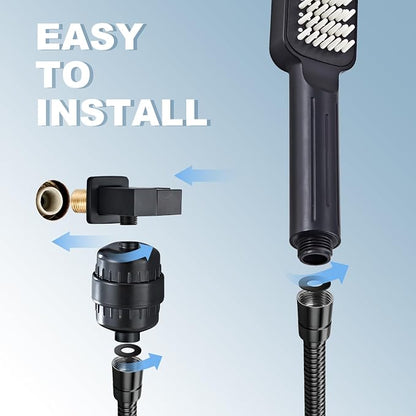 Handheld Shower Head，High Pressure Shower Head,Water Saving Detachable Shower Wand with Solid Brass Body and 5 ft Flexible Hose, Easy to Clean and Durable (Soft Head with Filter)